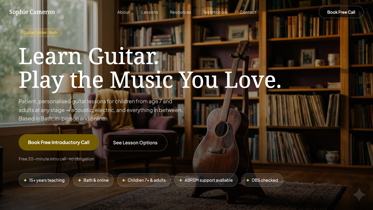 Sophie Cameron Guitar Tutor website